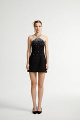 Xanthea black embellished mini dress