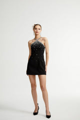 Xanthea black embellished mini dress