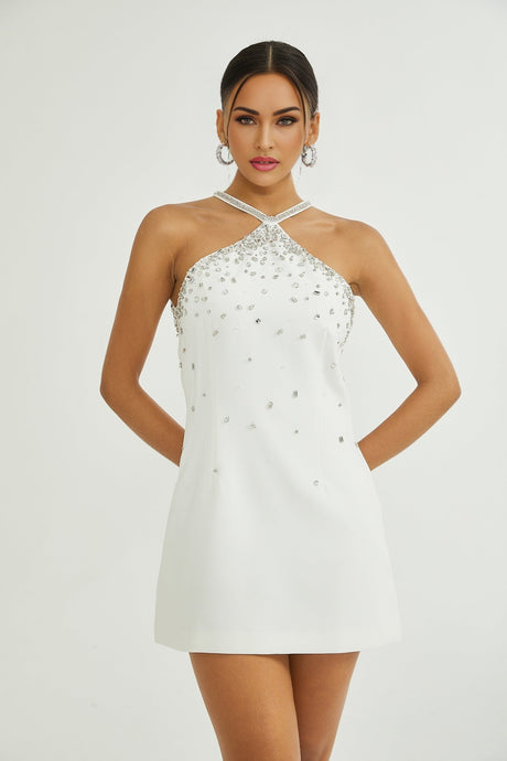 Xanthea white embellished mini dress