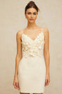 Xavière white Vneck 3dpetal mini dress