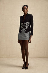 Yara Jacket Black Crystal Embellished Cinched Waist Slim Fit