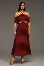 Yasmin Red Bandage Maxi Dress with Tassel Detailing and Cut-Out Elements