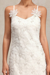 Yasmin White Lace Floral Halter Maxi Dress