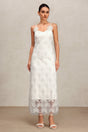 Yasmin White Lace Halter Maxi Dress Floral Pattern Elegant Sophisticated Lightweight Wedding Garden Party Fashion Forward