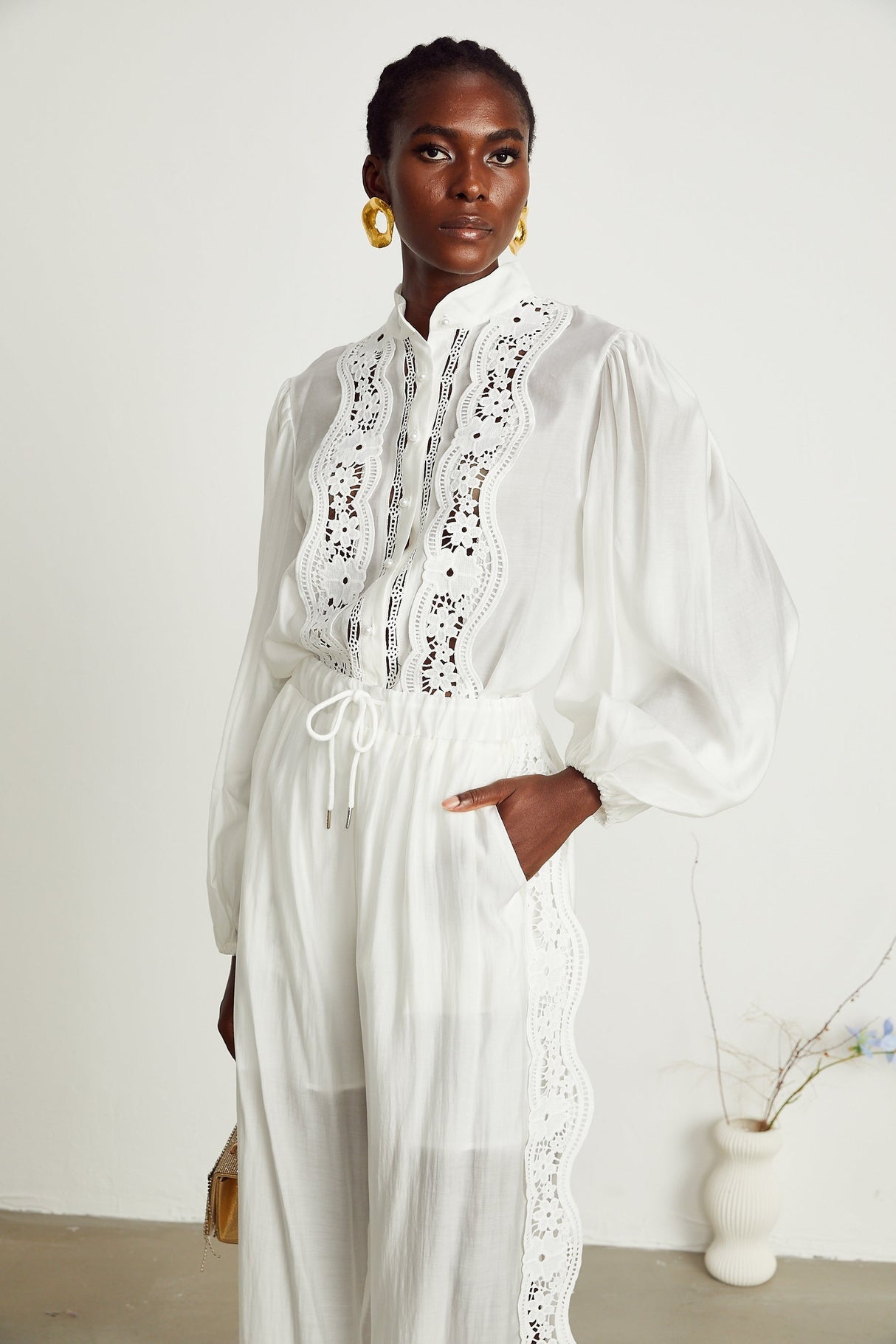 Yasmine semisheer shirt  trousers matching set