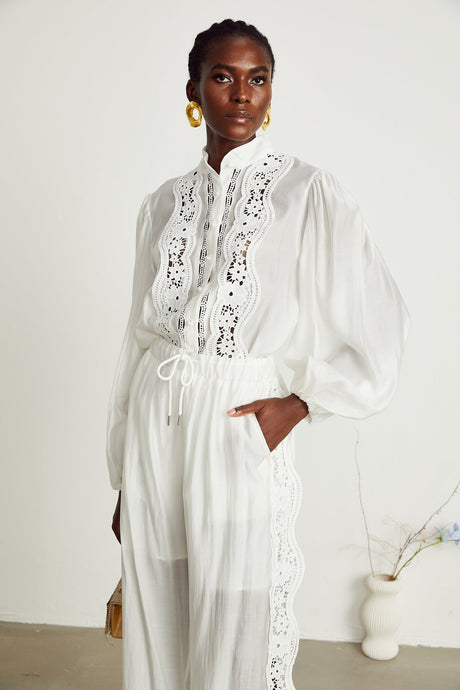 Yasmine semisheer shirt  trousers matching set