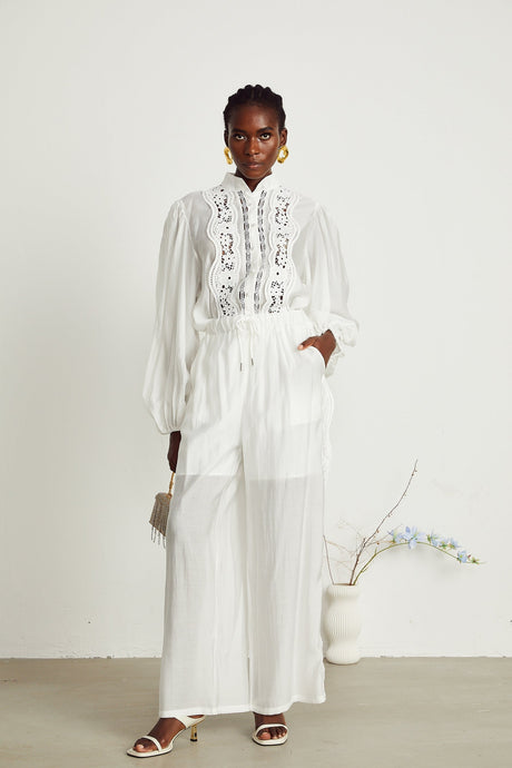 Yasmine semisheer shirt  trousers matching set