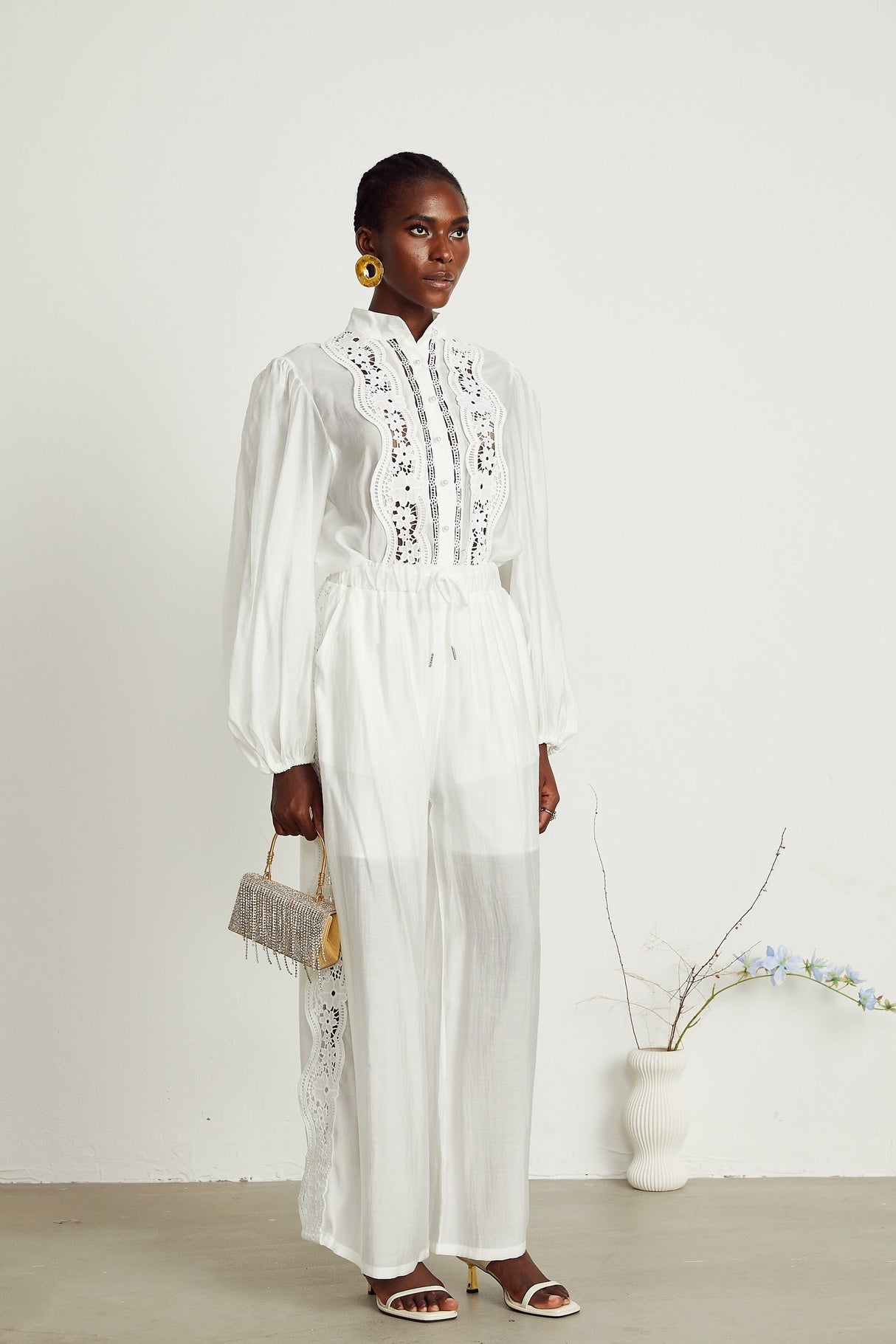 Yasmine semisheer shirt  trousers matching set