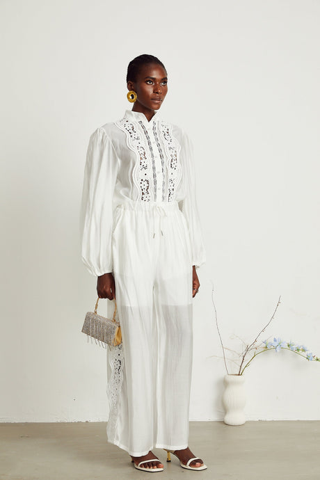Yasmine semisheer shirt  trousers matching set