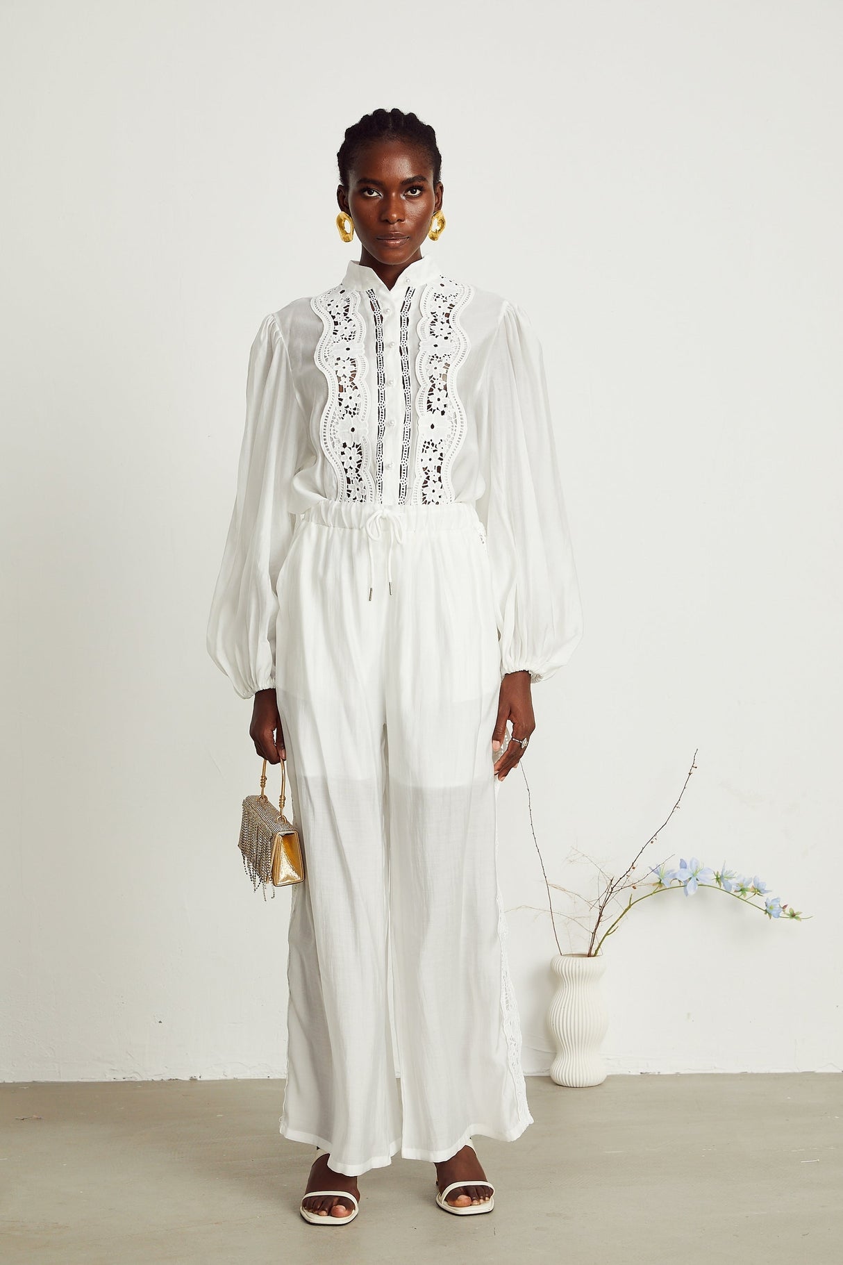 Yasmine semisheer shirt  trousers matching set