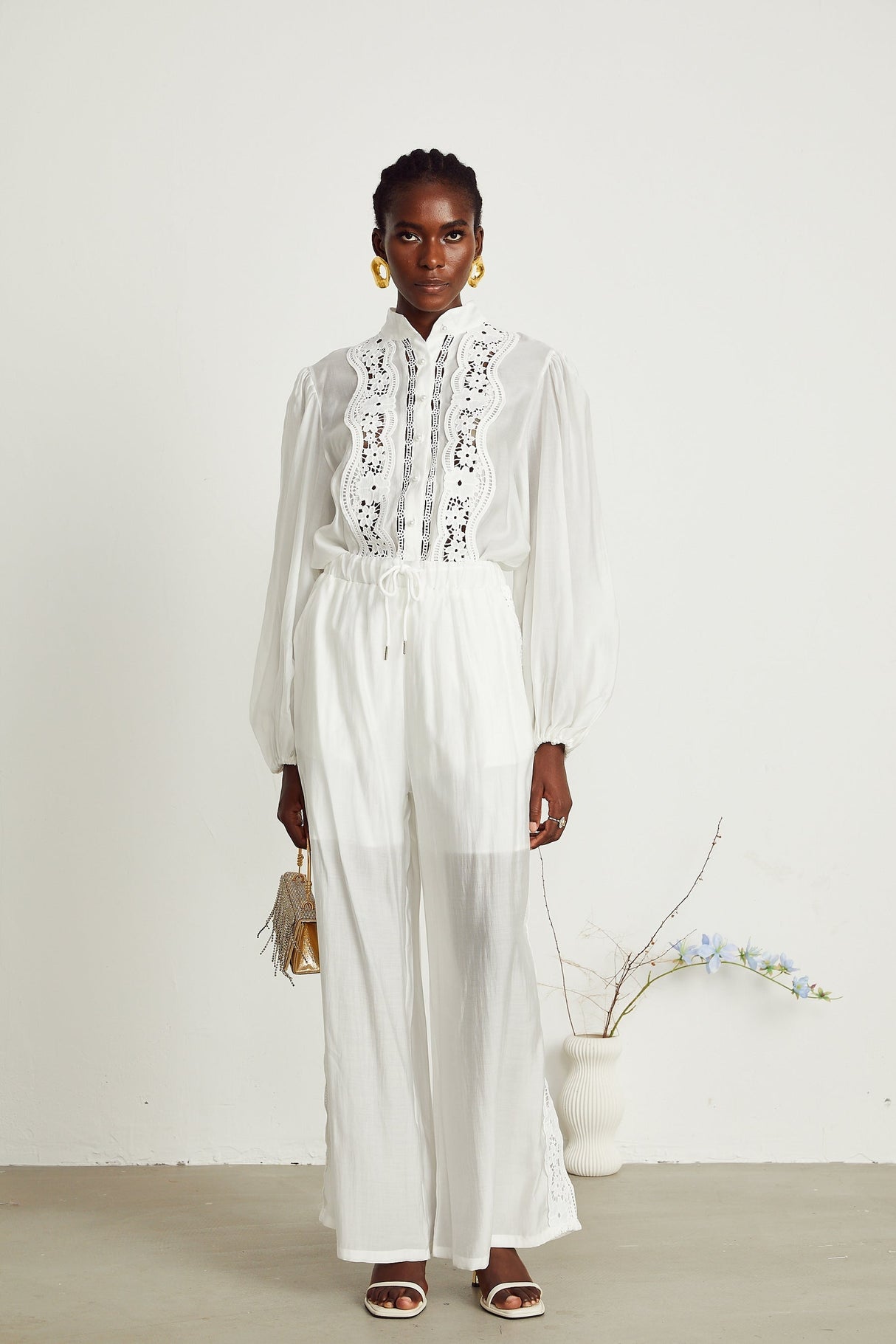 Yasmine semisheer shirt  trousers matching set