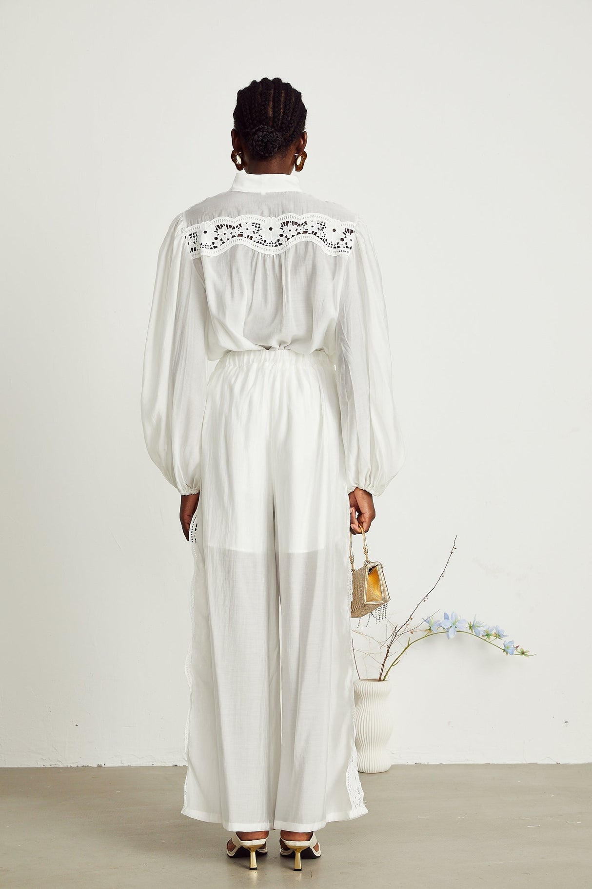 Yasmine semisheer shirt  trousers matching set