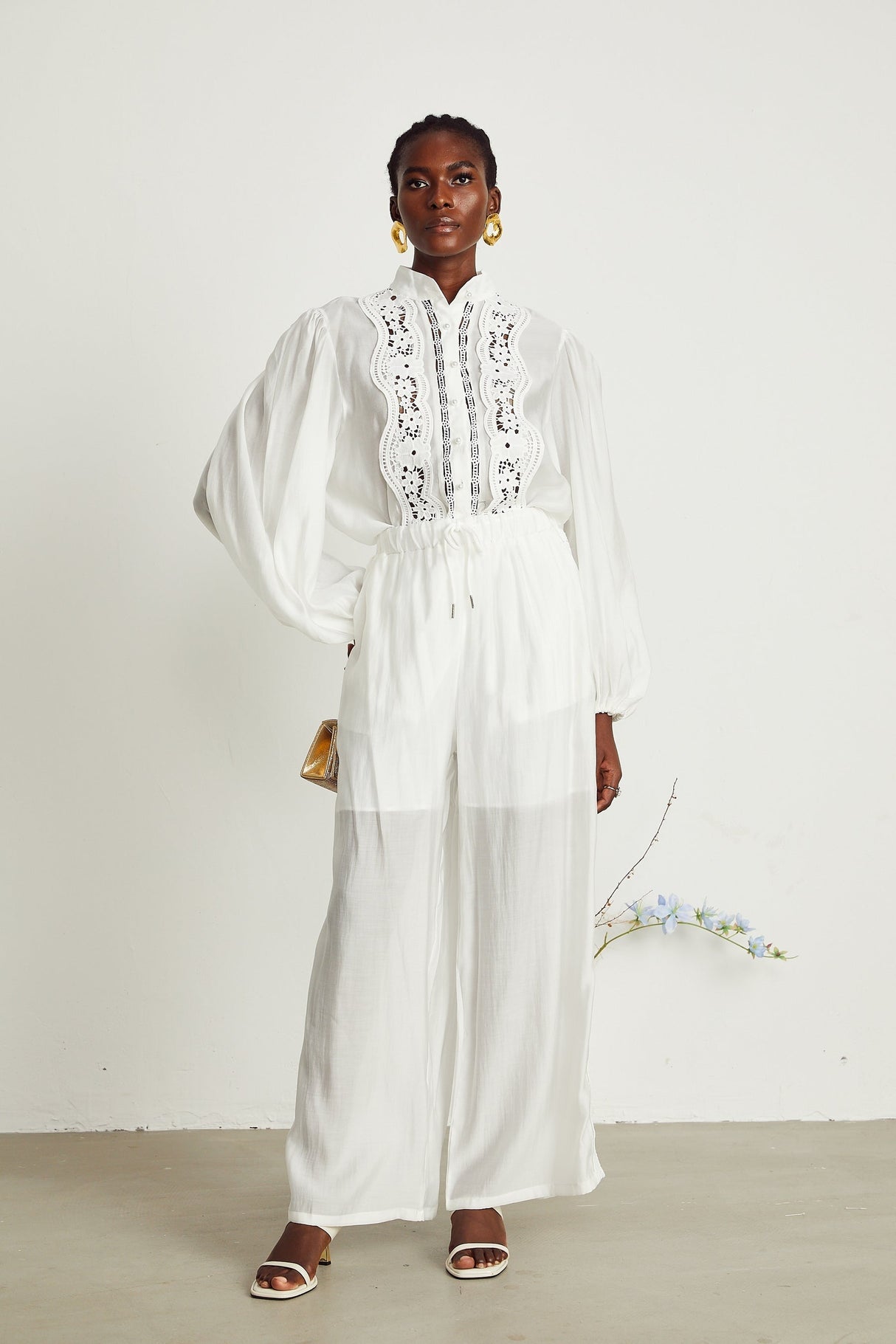 Yasmine semisheer shirt  trousers matching set