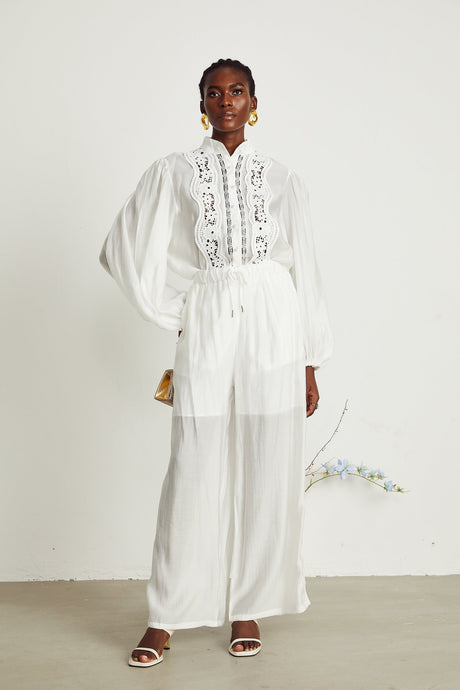 Yasmine semisheer shirt  trousers matching set