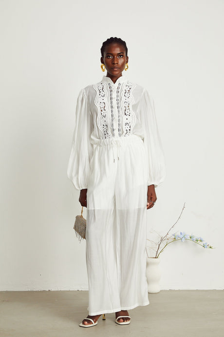 Yasmine semisheer shirt  trousers matching set