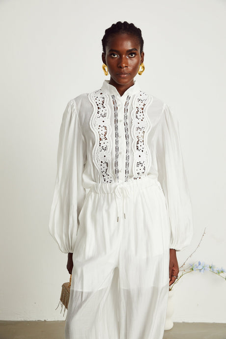 Yasmine semisheer shirt  trousers matching set