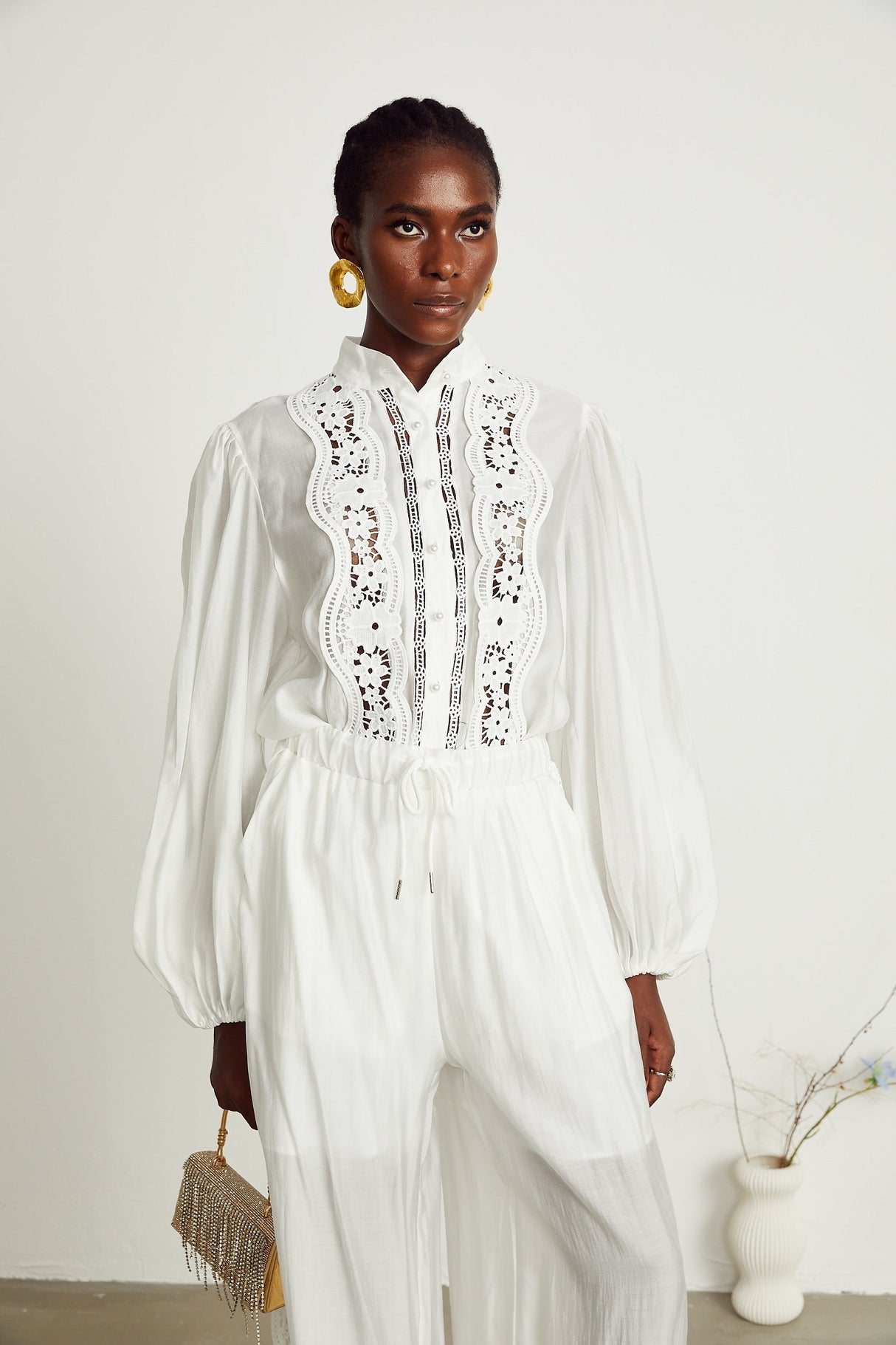 Yasmine semisheer shirt  trousers matching set
