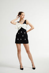 Ysabeau black embellished bowknot dress