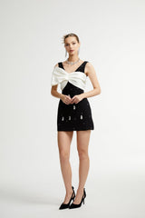 Ysabeau black embellished bowknot dress
