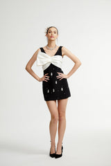 Ysabeau black embellished bowknot dress