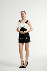 Ysabeau Embellished Mini Dress With Oversized Bow