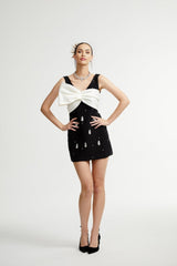 Ysabeau Embellished Mini Dress With Oversized Bow
