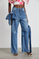 Ysabella bowdetail wideleg jeans