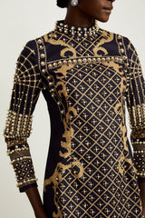 Ysabella fauxpearl longsleeve mini dress