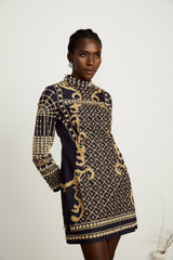 Ysabella fauxpearl longsleeve mini dress