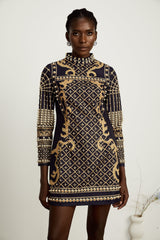 Ysabella fauxpearl longsleeve mini dress