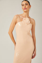 Yvette halterneck sequined maxi dress