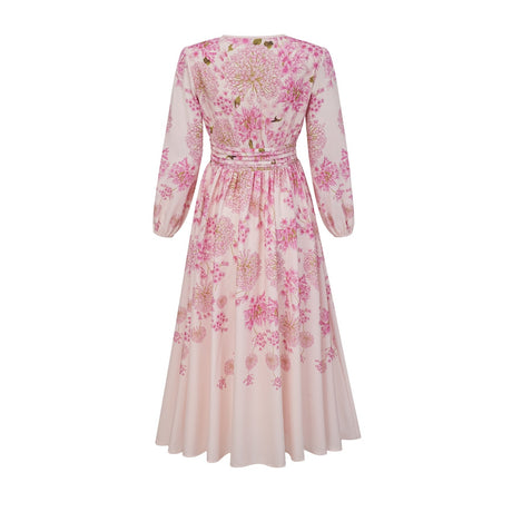 Yvette pink floralprint midi dress