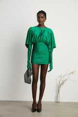 Yvette ruched Vneck mini dress