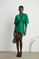 Yvette ruched Vneck mini dress