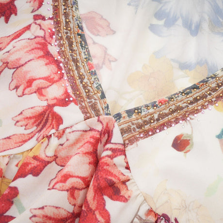 Yvonne Vneck floralprint embellished blouse