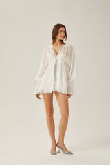 Yvonne Vneck fronttie semisheer mini dress