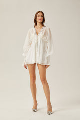 Yvonne Vneck fronttie semisheer mini dress