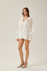 Yvonne Vneck fronttie semisheer mini dress