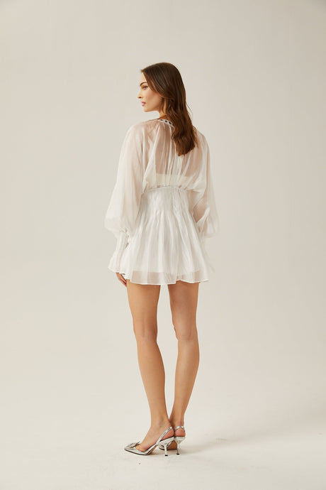 Yvonne Vneck fronttie semisheer mini dress