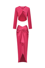 Zaira Pink Twist Detail V-Neck Dress