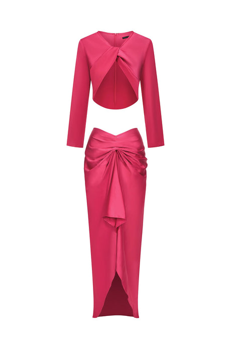 Zaira Pink Twist Detail V-Neck Dress