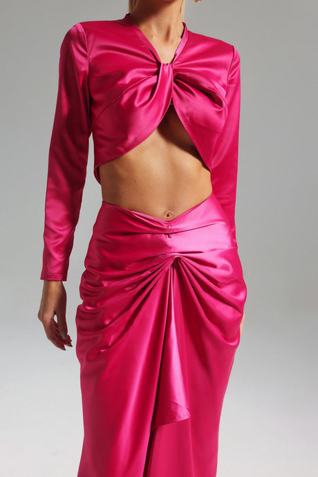 Zaira Pink Twist Detail V-Neck Dress