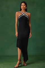 Zara Black Diamond Flounce Sleeveless Dress