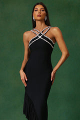 Zara Black Diamond Flounce Sleeveless Dress