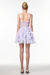 Zaylee Lilac Floral Embellished Mini Dress
