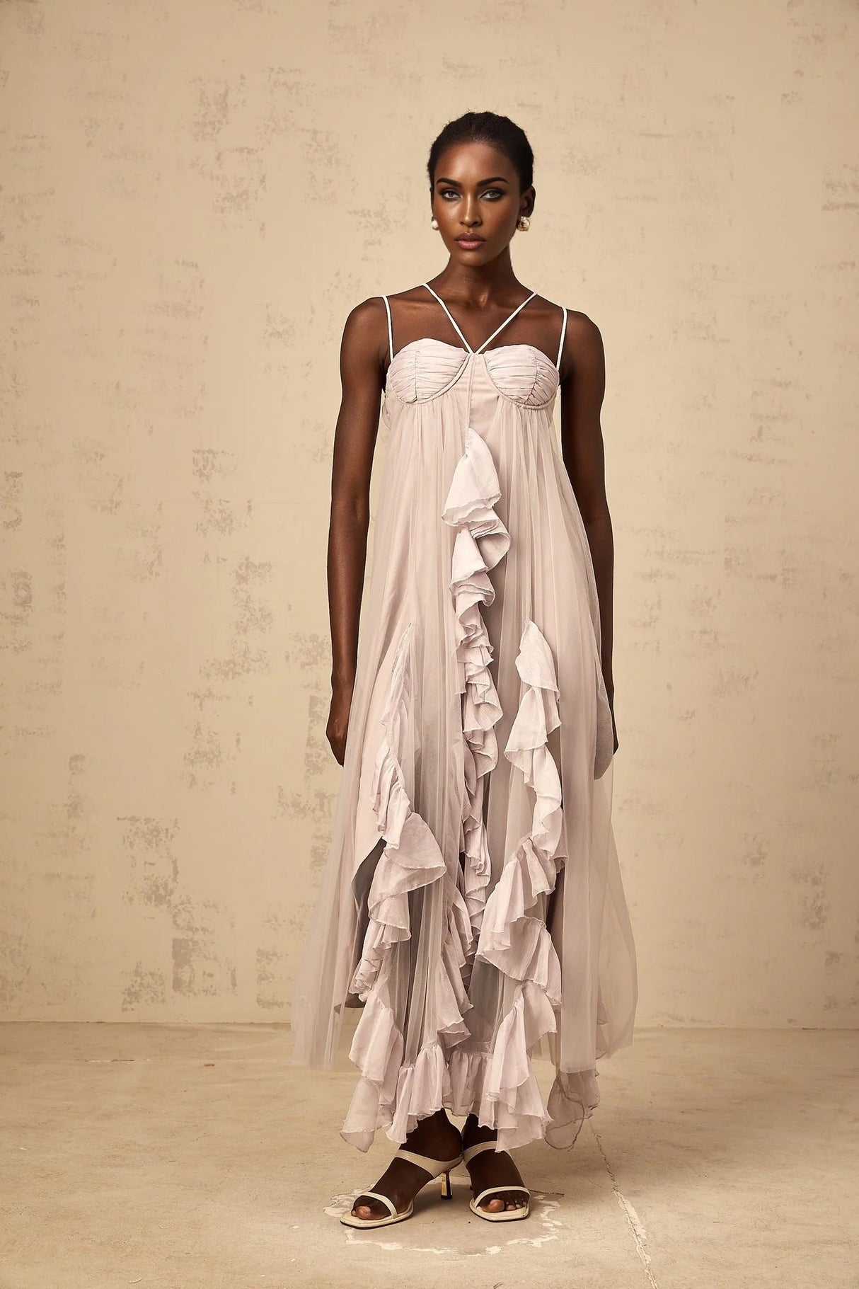 Zaylee Maxi Dress Light Purple Layered Ruffles