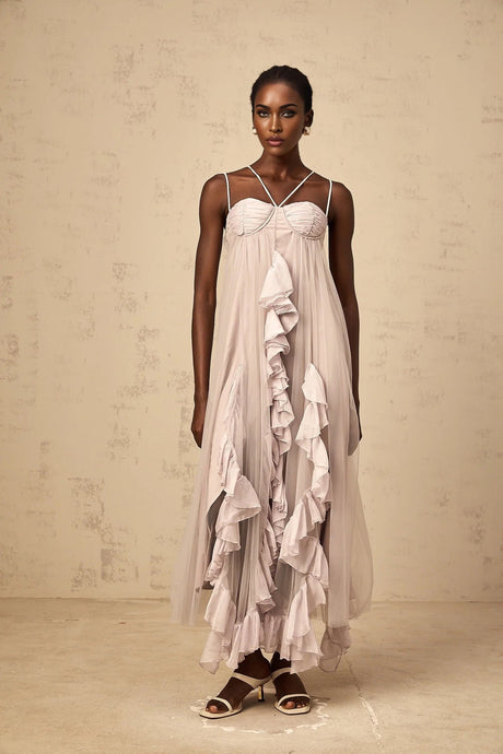 Zaylee Maxi Dress Light Purple Layered Ruffles
