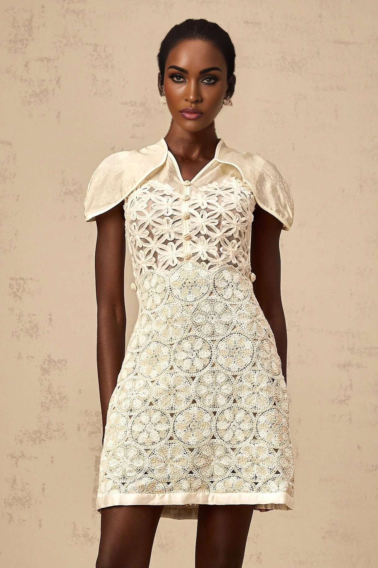 Zaylee Mini Dress White Organza Floral Embroidery Zip Fastening