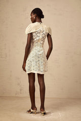 Zaylee Mini Dress White Organza Floral Embroidery Zip Fastening