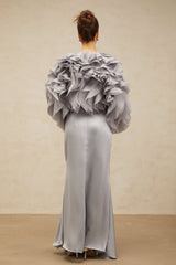 Zelda Blouse & Skirt Haze Blue Ruffled Bowknot Set